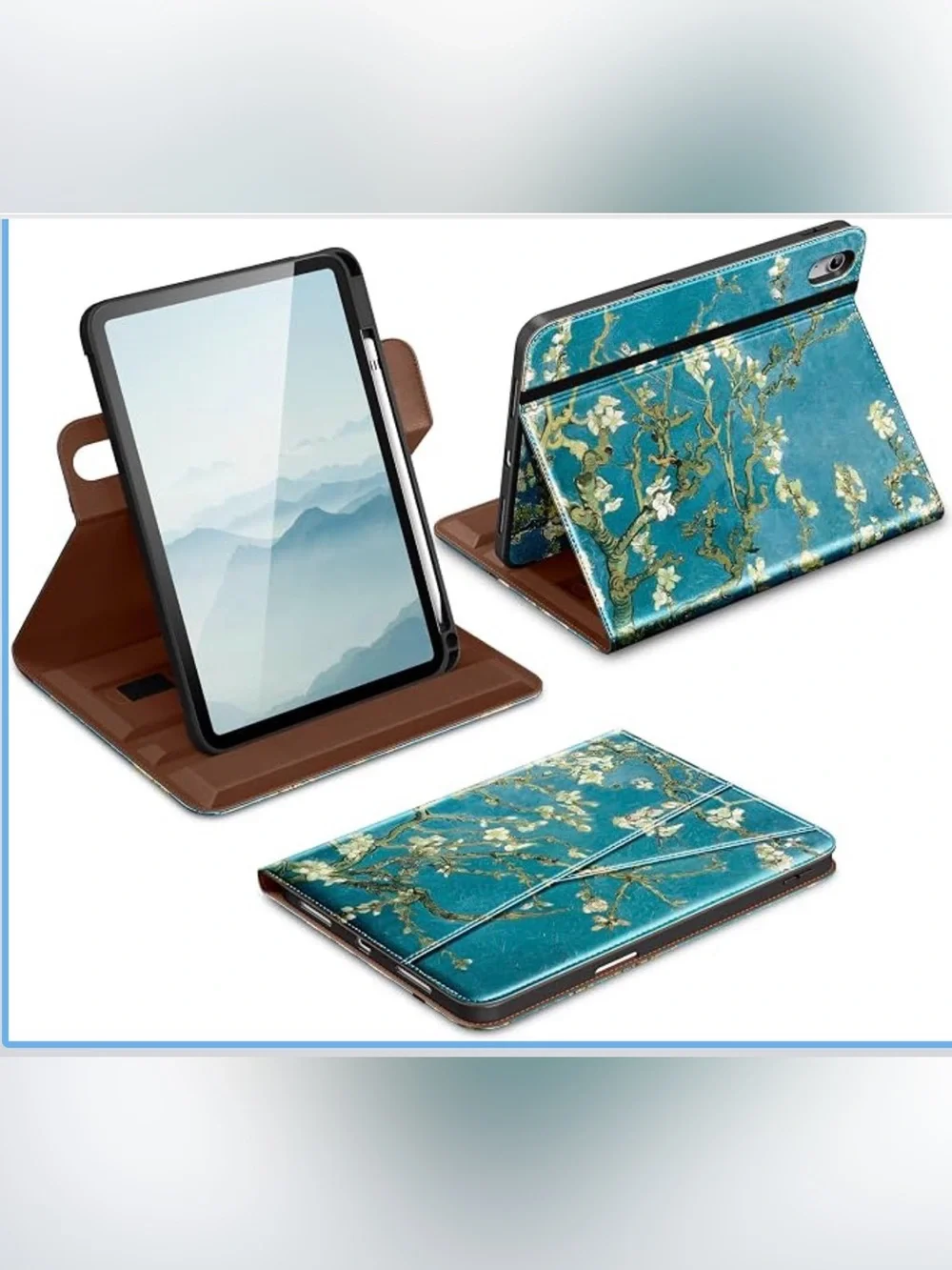 DDT IPad case 11th/10th generation, 360 rotation, pen holder, pockets, hand slot